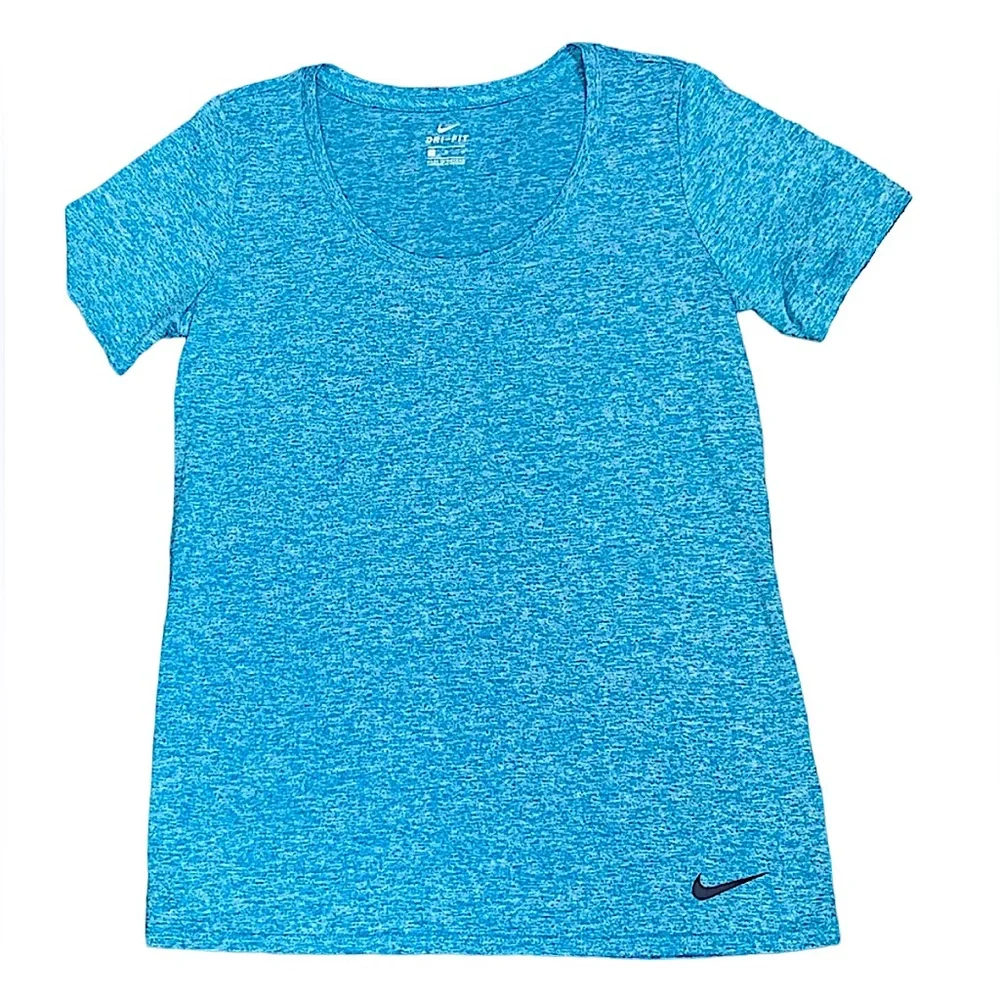 NIKE: Women’s Dri-Fit Short Sleeve Turquoise Blue Shirt - Size Medium